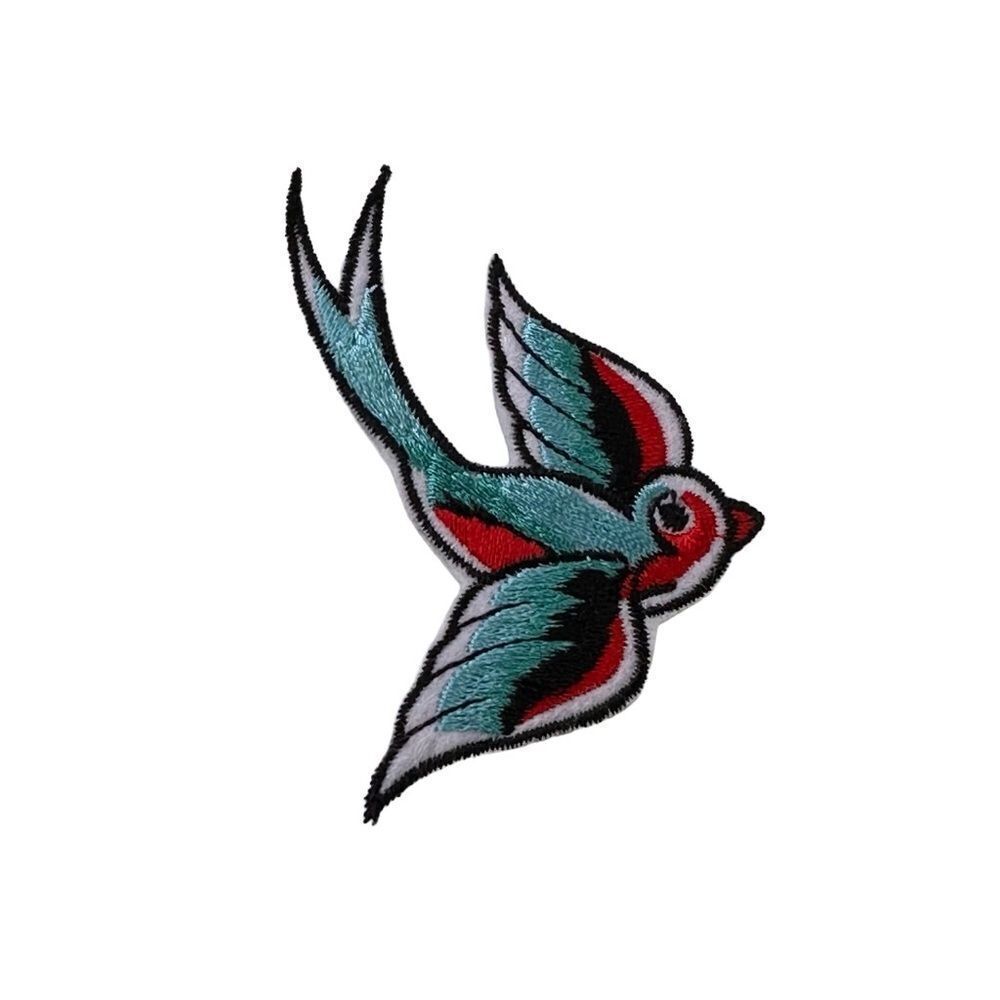 Rockabilly Swallow Blue Bird Embroidered Patch